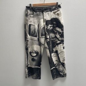 Vintage Retro 80s 90s Guess Marciano Inspired Cropped Screen Print Jeans SZ 6